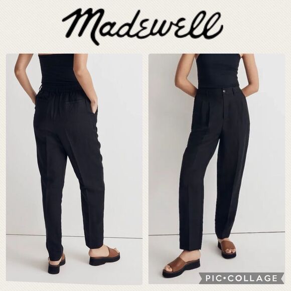 Madewell Pants - Madewell‎ | Women's The Tailored Tapered Pant in Linen-Blend - Black, Size 00T